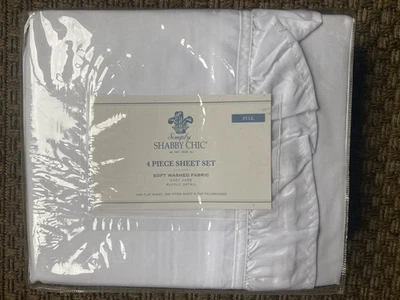 Conjunto completo de lençóis Simply Shabby Chic por Rachel Ashwell com babados 4 peças branco - Imagem 1 de 3