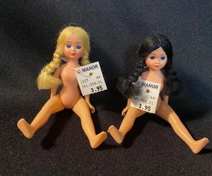 Vintage 5” Craft Dolls, LOT OF 2 Plastic Movable Arms, Legs & Eyes-NEW WITH TAGS - Picture 1 of 4