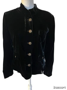 Anne Klein Women’s NWT Jacket Size 14P Black Long Sleeve Velvet/velour Lined - Picture 1 of 7