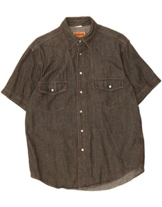EXPLORER Mens Short Sleeve Denim Shirt Size 14 1/2 Small Grey Cotton CI10 - Picture 1 of 3
