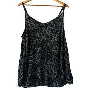 Camiseta sin mangas Torrid talla grande 0 estampado de leopardo sin mangas cuello en V correas ajustables - Imagen 1 de 6