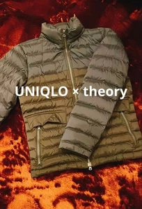 Theory x Uniqlo down jacket bicolor S hood missing good condition - Picture 1 of 8