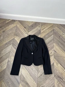 Vintage Emporio Armani Women’s Black Cropped Tuxedo Blazer Jacket - Picture 1 of 13