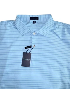 NWT Peter Millar Crown Crafted Golf Polo Blue /Light Blue/Striped Tailored Fit - Picture 1 of 5