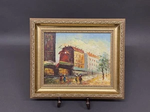 Stunning Vintage Old Scene Paris Oil on Canvas Painting Framed and Signed - Picture 1 of 7