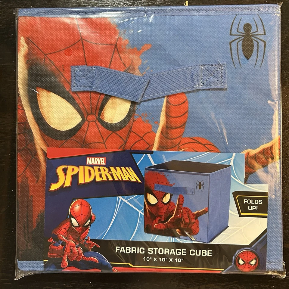 Marvel Spiderman Fabric Storage Cube - 10x10x10 With Handles / Foldable Tote