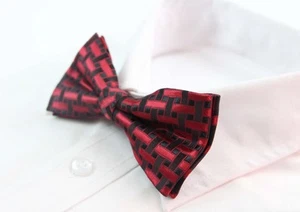 Mens Black & Red Tetris Patterned Bow Tie - Picture 1 of 3