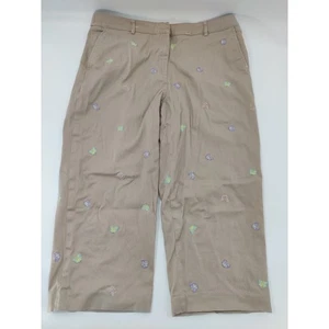 Briggs New York Damengröße 16 beige Schmetterling bestickt kurz geschnitten Caprihose - Bild 1 von 8