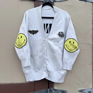 Sandro Paris Damen Smiley Originals THANK U Strickjacke weiß Strickpullover Gr. 1 - Bild 1 von 6