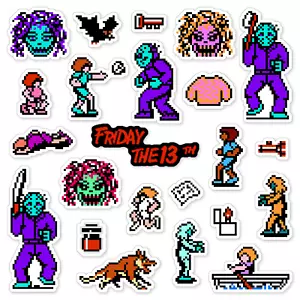 Friday the 13th Stickers Jason Voorhess Nintendo NES Pixel 23 Sticker Pack - Picture 1 of 2