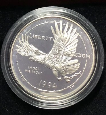 1994 P Prisoner Of War(POW) Proof Commemorative US Mint Silver Dollar,Deep Cameo - Image 1 of 4