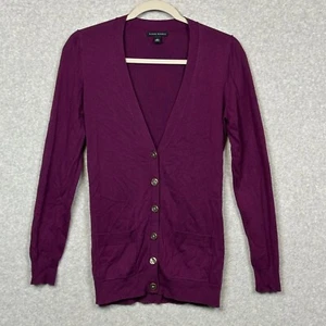 Banana Republic Cardigan Sweater M Purple Silk Blend Lightweight Button Front - Picture 1 of 10