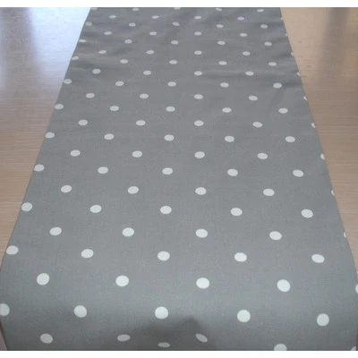Table Runner 6ft Silver Grey and White Polka Dots 72" Dotty 180cm Dot Spot Spots - Image 1 of 3