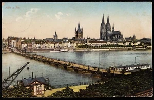 Cologne Cathedral Pontoon Bridge Germany Postcard - Picture 1 of 2