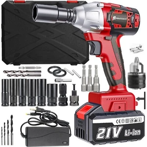 Cordless Electric Impact Wrench Gun 1/2'' High Power Driver W/ 1X Li-ion Battery - Picture 1 of 18