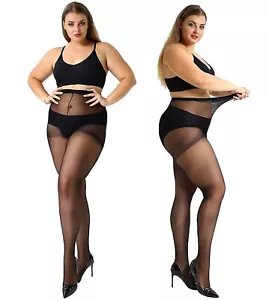 4 Pairs Plus Size Pantyhose for Women 20 Denier Sheer StockingBlackX-Large - Picture 1 of 8
