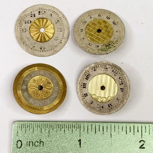 4 Art Deco Zifferblätter Zifferblatt Steampunk Teil Gold Uhrmacher Lot Vintage ATQ geätzt - Bild 1 von 5