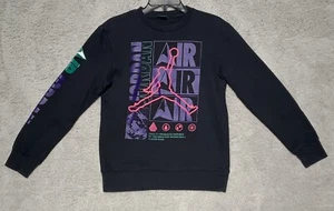 Nike Air Jordan Crewneck Black Boys Size Large 12-13-Pre Owned- Ships Fast - Picture 1 of 3