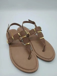 LAMHER Women's Flat Comfort Casual Summer Flip Flops sandals SIZE 6 COGNAC - Picture 1 of 1