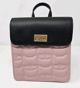 Luv Betset By Betsey Johnson Pink & Black Cat Quilt Mini Purse Backpack - Picture 1 of 8