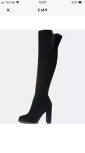 Aldo Black Suede CAYOOSH Zip Over The Knee Boots UK 4 EU 37 - Picture 1 of 7
