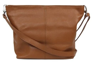 NEW MADE IN ITALY Leather Crossbody Bag, Brown - Picture 1 of 7