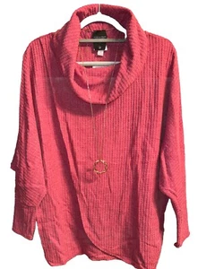 Neu mit Etikett Lularoe Medium einfarbig rosa Wasserfallausschnitt angeraut Waffelmuster Strick Kristen Pullover - Bild 1 von 7