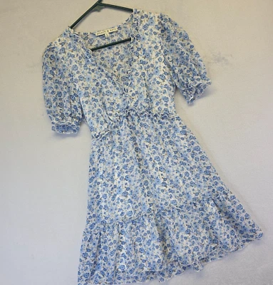 Allison & Kelly Dress Womens S Babydoll Floral Cottagecore Peasant Milkmaid Blue - Image 1 of 4
