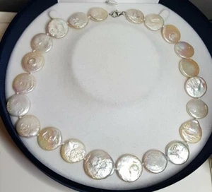 925 Sterling Silver Graduated Cultured Freshwater Pearl Necklace Coin Pearls - Picture 1 of 9