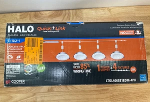 New! HALO 4 inch Quicklink Canless LED Downlight Selectable 2700-5000K, 4 Pack - Picture 1 of 7