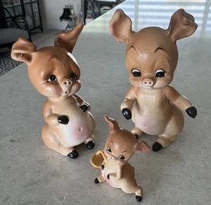 Set/3 Josef Original 3 kleine Schweinchen gingen auf den Markt Figuren Vintage - Bild 1 von 6