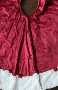 Kingsbury Home Christmas Tree Skirt Plush Red White 52” Santa Furry Pom Pom - Picture 1 of 14