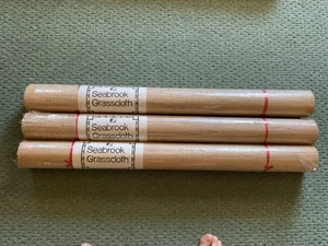 SEABROOK GRASSCLOTH WALLPAPER LOT OF (3) ROLLS Pattern 854CK11 - 72 Sq Ft Each - Picture 1 of 4