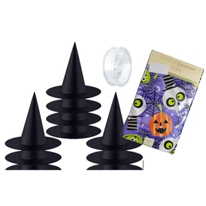 Halloween Party Decor 10 Piece Hanging Witch Hats Oval 60x84 Table Cloth - Picture 1 of 7