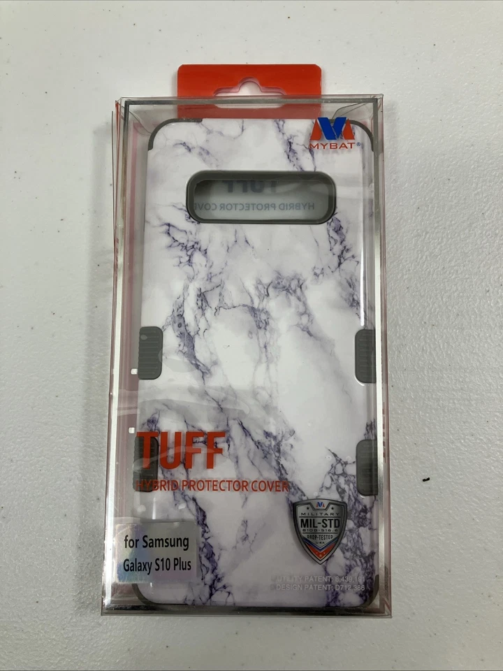 Funda híbrida para teléfono Mybat Samsung Galaxy S10 Plus Tuff azul mármol Foto 1 de 4