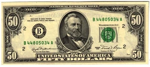 1981 USA 50 Dollar Banknote United States of America  a-UNC P472 B - New York NY - Picture 1 of 2