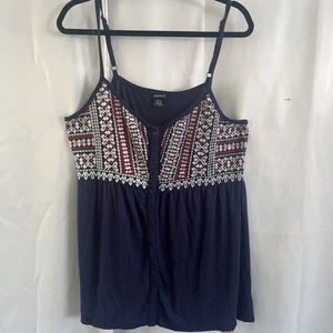 Torrid Plus Size Women’s Spaghetti Strap Top Blue With Embroidery Sz 2X - Picture 1 of 9