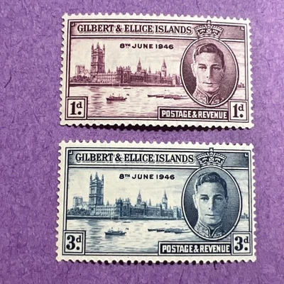 Gilbert & Ellice 1946 - MH Scott 52-53. Peace Issue. - Image 1 of 2