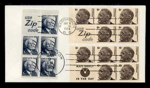 1284c 6c ROOSEVELT ZIP / M.E. BOOKLET PANE COMBO FDC - UNC-1280A-Z - Bild 1 von 2