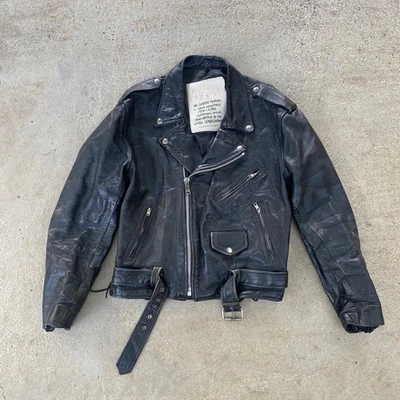 Chaqueta de cuero negra vintage envejecida LA ROXX talla 46 Foto 1 de 4