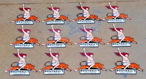 12X BOUTWELL'S CYCLE CENTER PORCELAIN ENAMEL SIGN BOARD SIZE 9"X 8" INCHES S/S - Picture 1 of 3