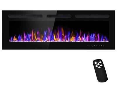 50" Electric Fireplace Wall Mounted and Recessed with Remote Control, 750/150... - Image 1 of 4