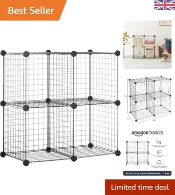 Elegant 4-Cube Wire Storage Shelves in Black – Modular Organization Solution - Image 1 of 4