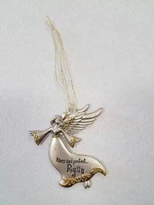 Spoontiques Pewter Angel Ornament - Imprinted "Bless and Protect Ryan" - Picture 1 of 1