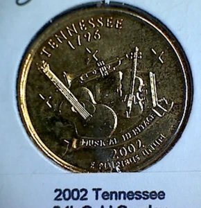 (2) Coins 2002P & D 24Kt Gold Plated Tennessee Quarters - Picture 1 of 4