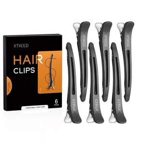 6 Pack Non-Slip Duck Billed Hair Clips for Styling, 4.3'' Length (Black) - Picture 1 of 12