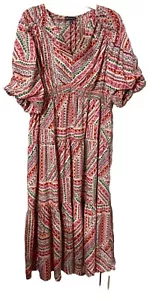 Democracy 2XL Kleid Baby Puppe 3/4 Ballon SL V-Ausschnitt gewebt Stufen Midi Fee - Bild 1 von 18