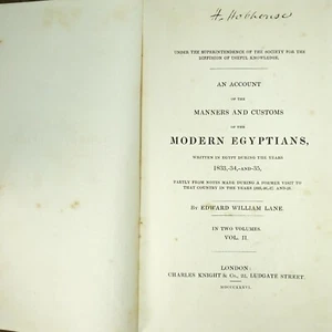 LANE; An Account Of The Manners And Customs Of The Modern Egyptians In Two Vols - Imagen 1 de 8