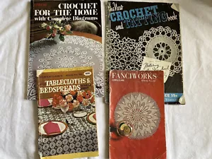Crochet Patterns Tablecloth Bedspread Doily Edgings Coats & Clark Ondori Lot 4 - Picture 1 of 11