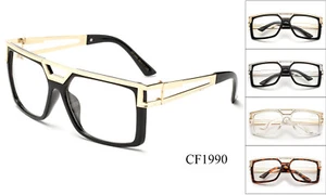 Gafas cuadradas transparentes gafas grandes carrera clásica retro dorado acentos metálicos - Imagen 1 de 13